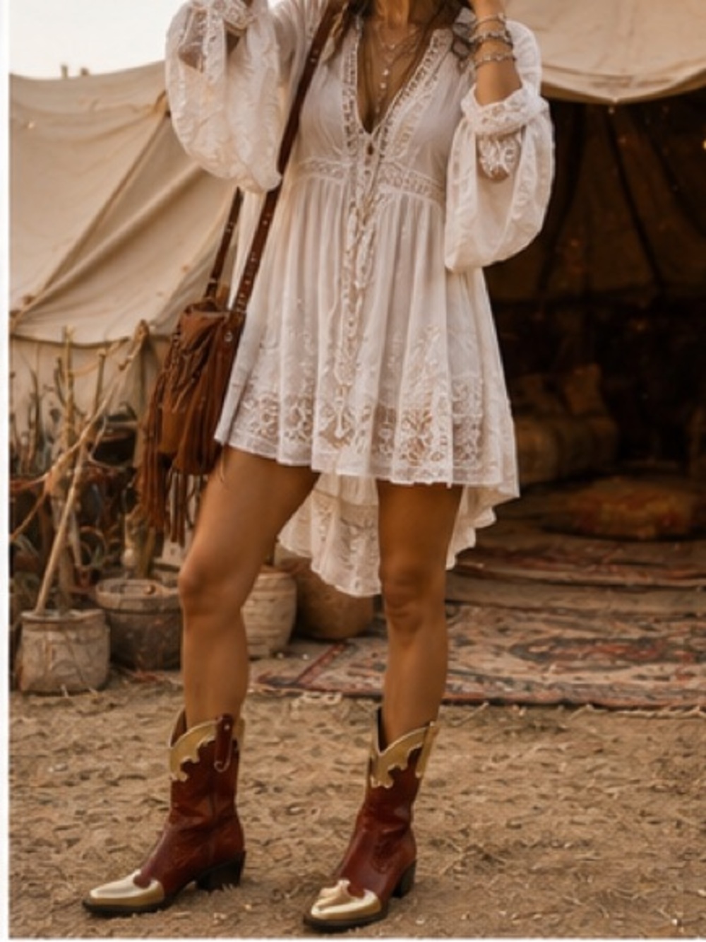 NWT MIA Brown And Gold Croc Embossed Western Cowgirl Boots Size 6.5